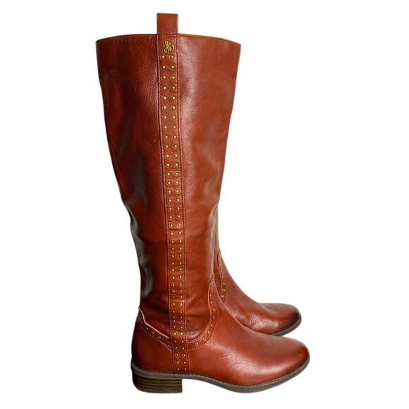 Sam Edelman Prina‎ Redwood Brown Leather Tall Riding Boots Women's 6 - Picture 1 of 16